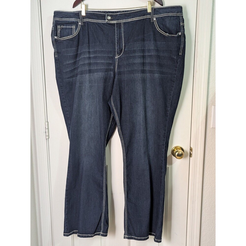 NWT Lane Bryant Slim Boot Cut Jeans Womens 28 Dark Blue Denim Sequin Pockets